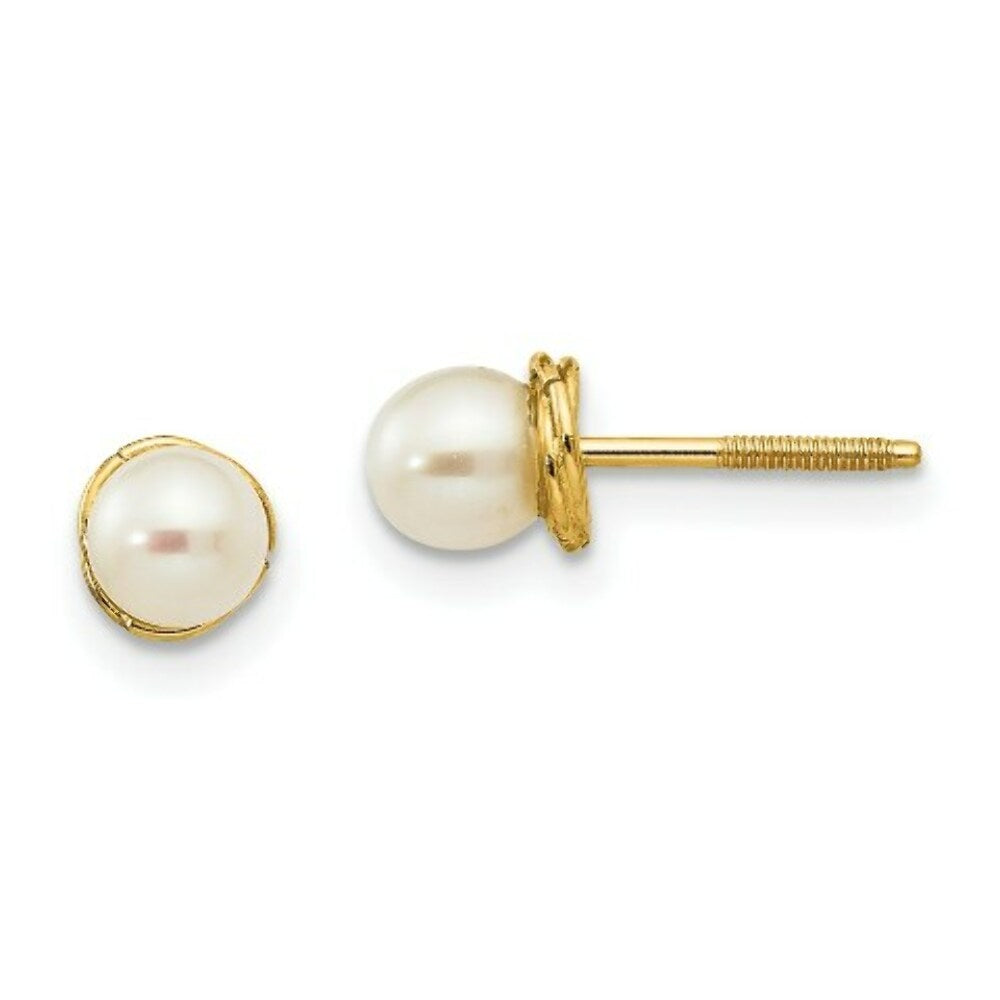 14K Yellow Gold Madi K 3mm Freshwater Cultured Pearl Love Knot Post Earrings