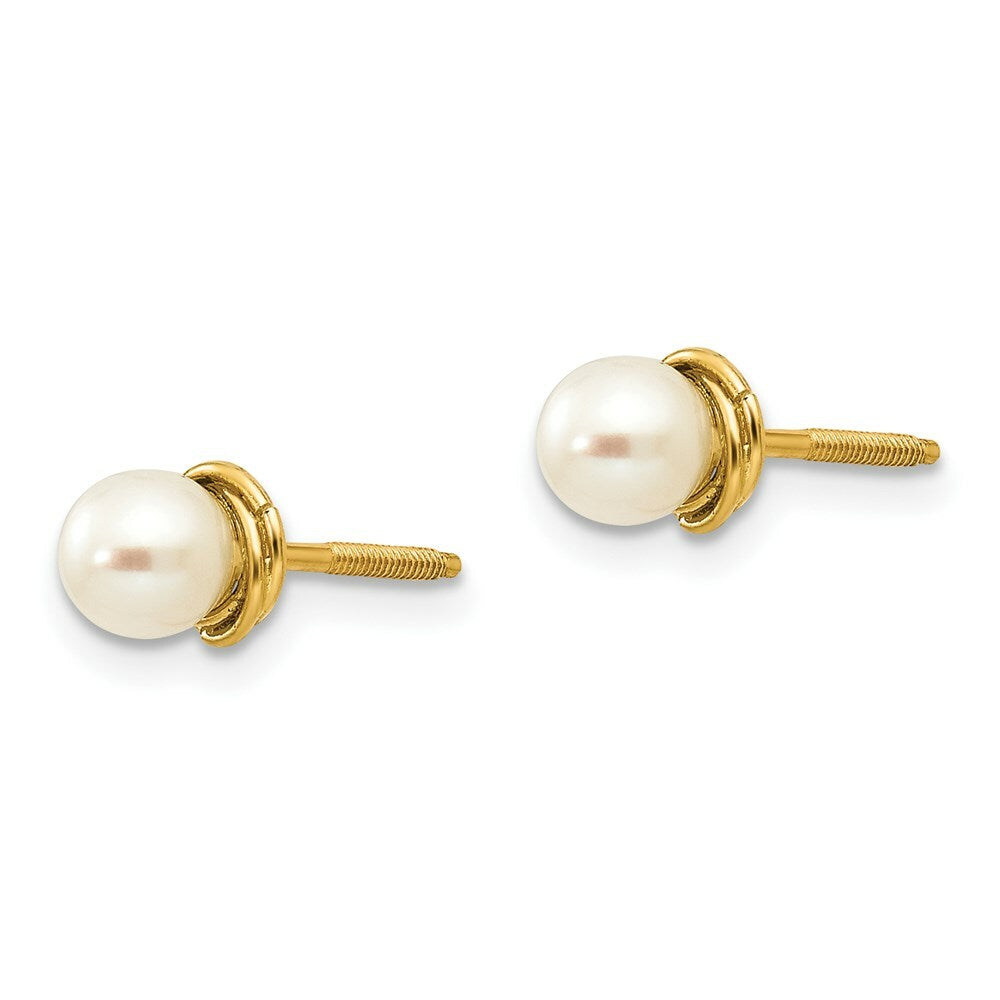 14K Yellow Gold Madi K 3mm Freshwater Cultured Pearl Love Knot Post Earrings