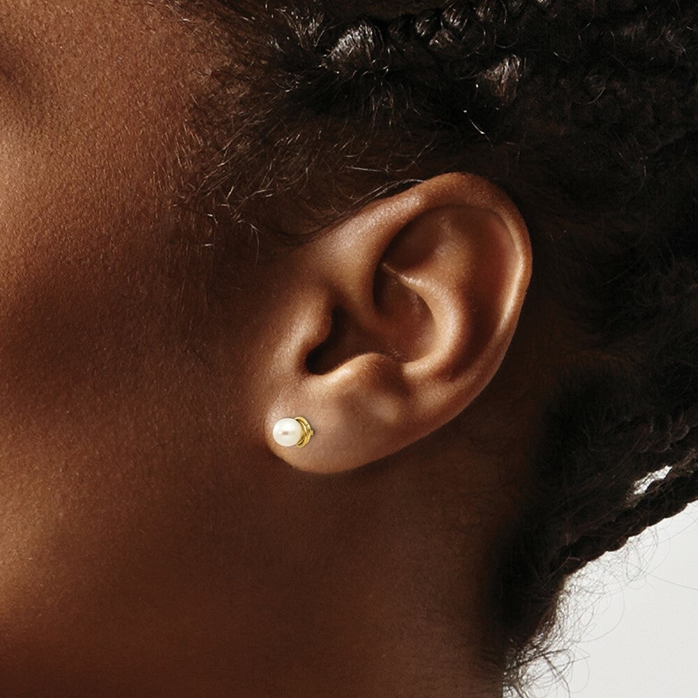 14K Yellow Gold Madi K 3mm Freshwater Cultured Pearl Love Knot Post Earrings