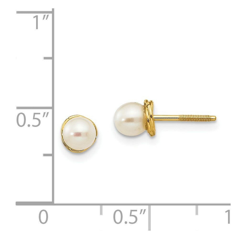 14K Yellow Gold Madi K 3mm Freshwater Cultured Pearl Love Knot Post Earrings