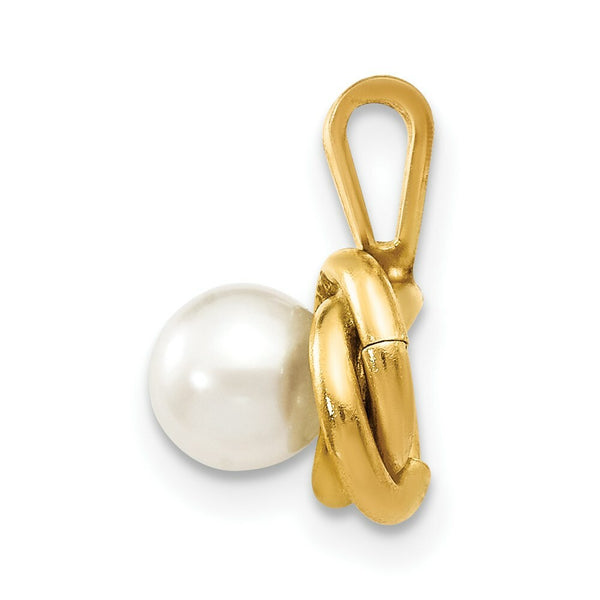 14k Yellow Gold Madi K 4mm Freshwater Cultured Pearl Love Knot Pendant