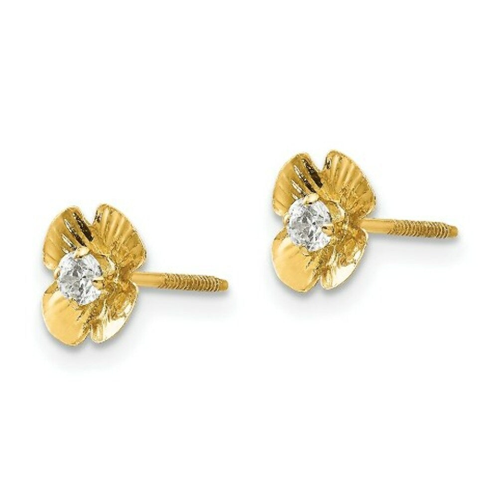 14K Yellow Gold Madi K Flower 2.5mm CZ Post Earrings