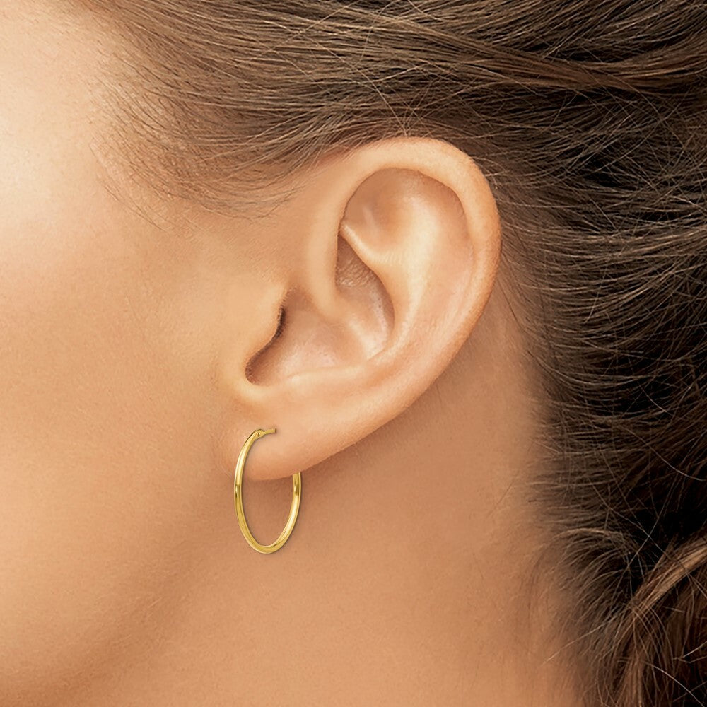 14K Yellow Gold Madi K 1mm Hoop Earrings