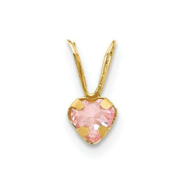 14K Yellow Gold Madi K Pink CZ Heart Pendant