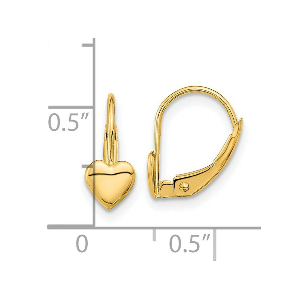 14K Yellow Gold Madi K Heart Leverback Earrings