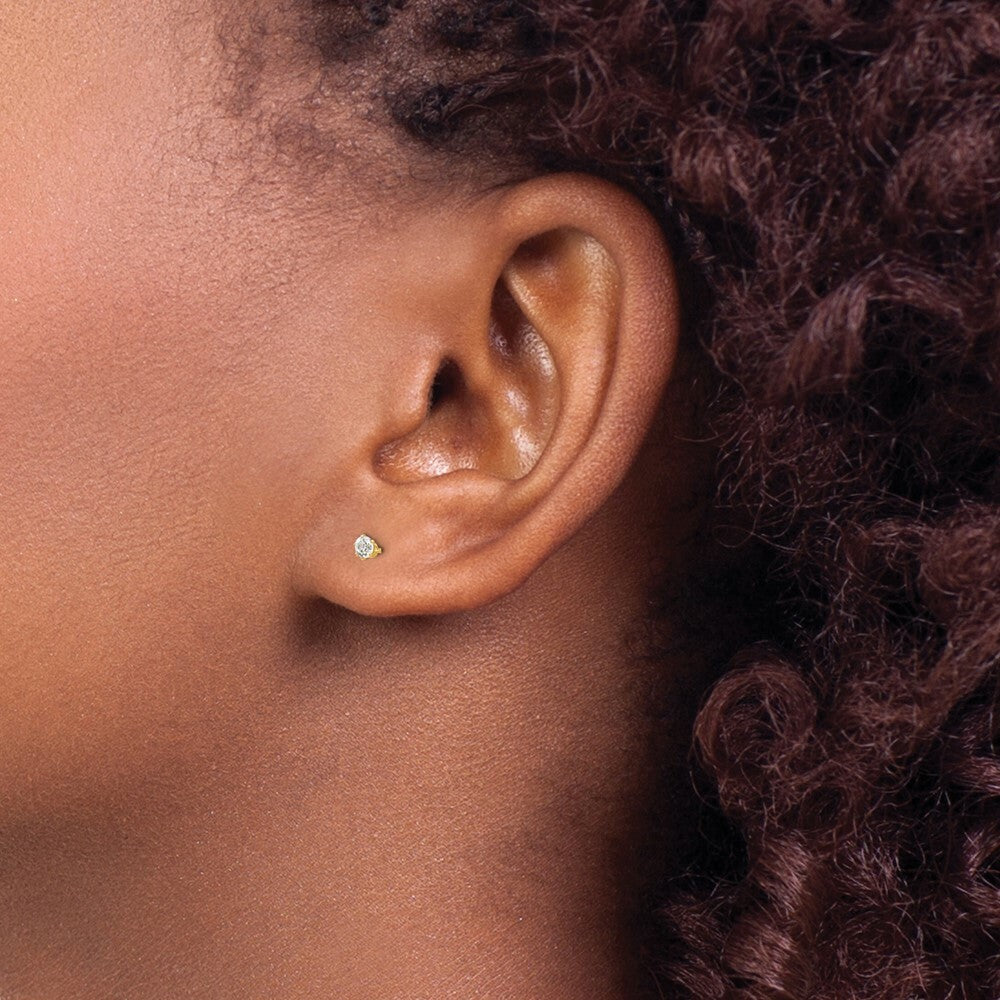 14K Yellow Gold Madi K CZ Stud Post Earrings