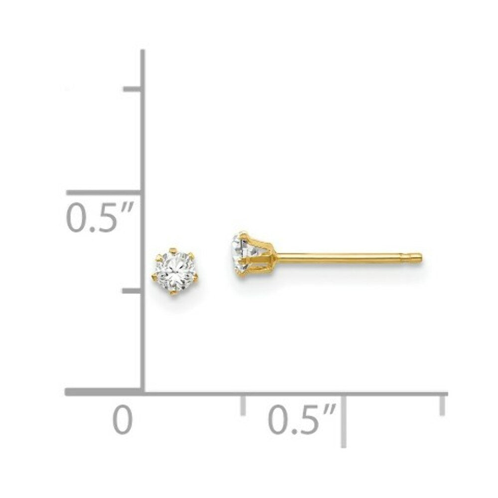 14K Yellow Gold Madi K CZ Stud Post Earrings
