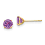 Load image into Gallery viewer, 14K Yellow Gold Madi K Round Amethyst 5mm Post Earrings
