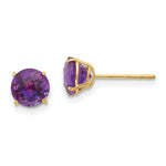 Load image into Gallery viewer, 14K Yellow Gold Madi K Round Amethyst 6mm Post Earrings
