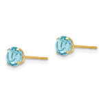 Load image into Gallery viewer, 14K Yellow Gold Madi K Round Blue Topaz 5mm Post Earrings
