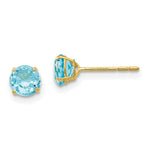 Load image into Gallery viewer, 14K Yellow Gold Madi K Round Blue Topaz 5mm Post Earrings
