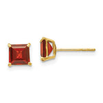 Load image into Gallery viewer, 14K Yellow Gold Madi K Garnet 5mm Square Post Earrings
