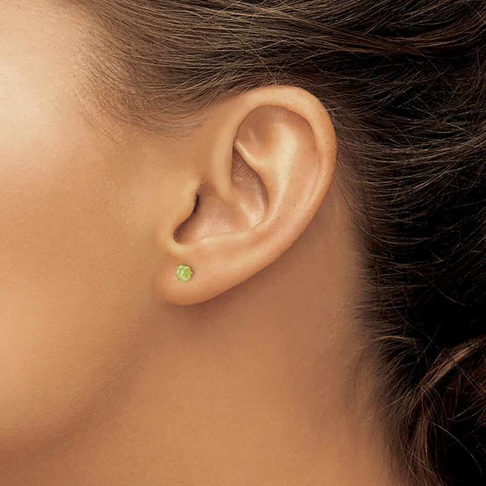 14K Yellow Gold Madi K Round Peridot 4mm Post Earrings