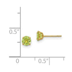 Load image into Gallery viewer, 14K Yellow Gold Madi K Round Peridot 4mm Post Earrings
