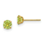 Load image into Gallery viewer, 14K Yellow Gold Madi K Round Peridot 4mm Post Earrings
