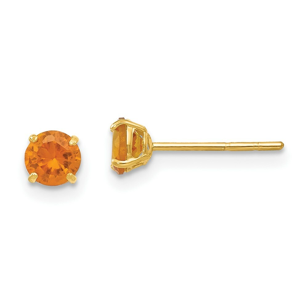 14K Yellow Gold Madi K Round Citrine 4mm Post Earrings