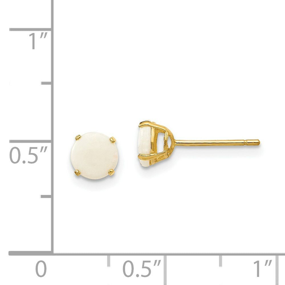 14K Yellow Gold Madi K Round Opal 5mm Post Earrings