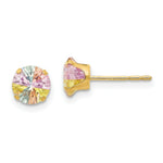 Load image into Gallery viewer, 14K Yellow Gold Madi K Multi-color CZ 6mm Post Earrings
