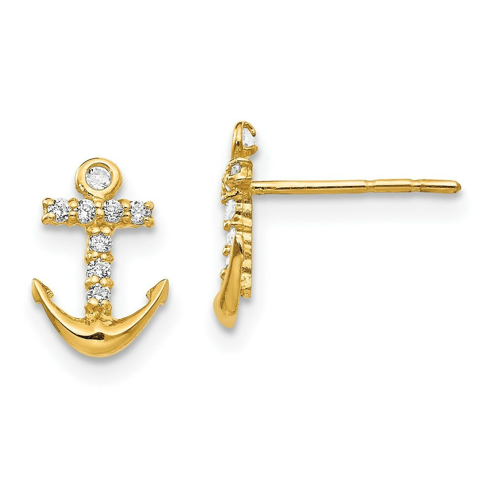 14K Yellow Gold Madi K CZ Anchor Post Earrings