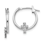 Load image into Gallery viewer, 14K White Gold Madi K CZ Cross Hoop Earrings
