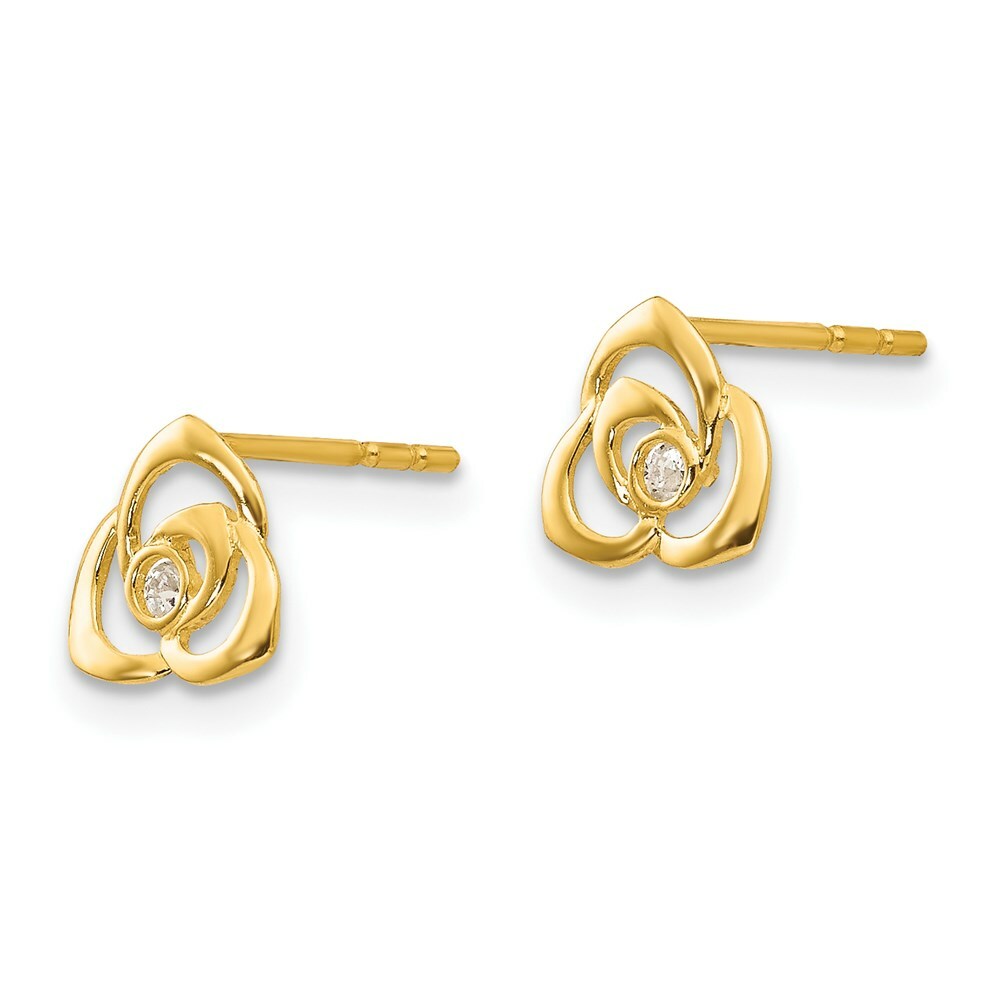 14K Yellow Gold Madi K CZ Flower Baby Post Earrings