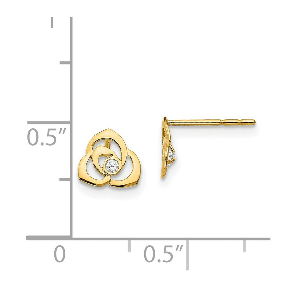 14K Yellow Gold Madi K CZ Flower Baby Post Earrings