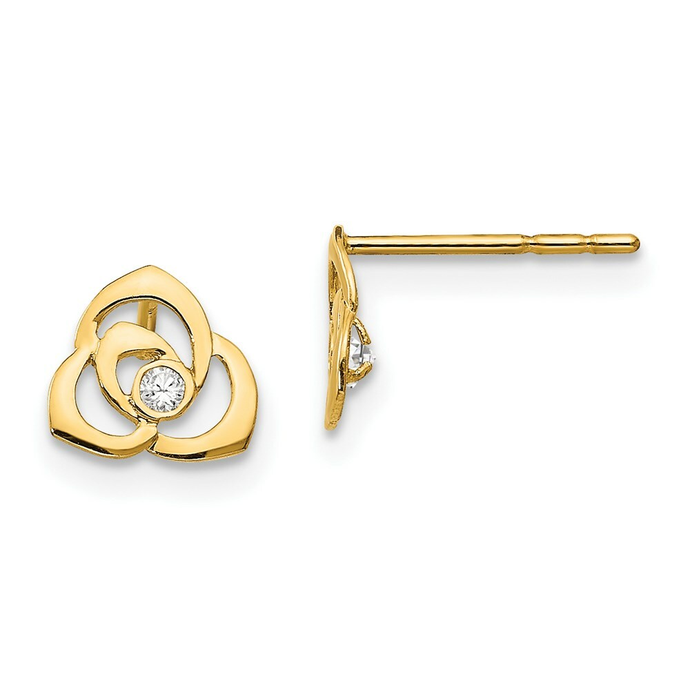 14K Yellow Gold Madi K CZ Flower Baby Post Earrings