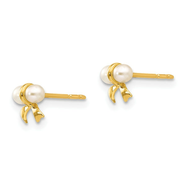 14K Yellow Gold Madi K FW Cultured Pearl Bow Post Earrings