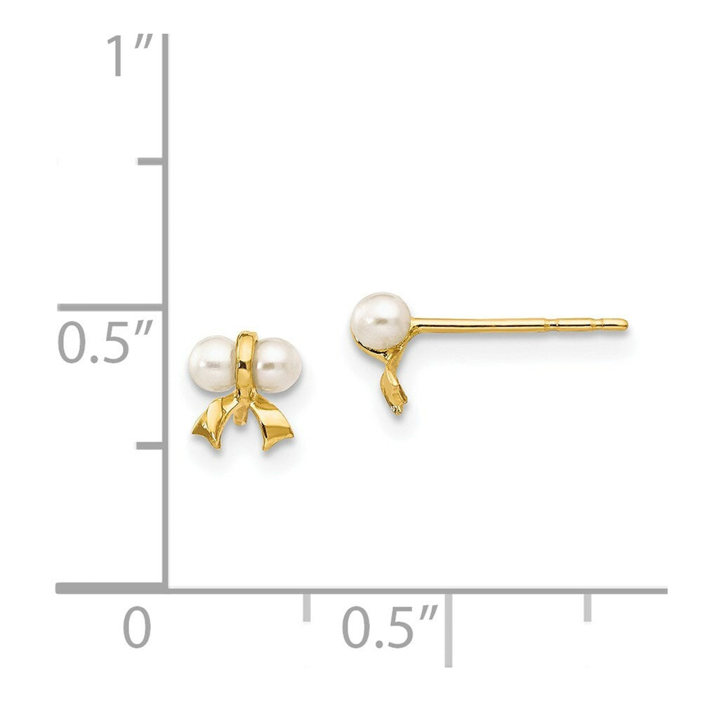 14K Yellow Gold Madi K FW Cultured Pearl Bow Post Earrings