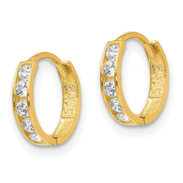 14K Yellow Gold Madi K CZ Hinged 10mm Hoop Earrings
