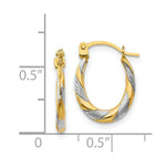 Load image into Gallery viewer, 14K Yellow Gold Two-tone Madi K Twist 15x10mm Oval Hoop Earrings
