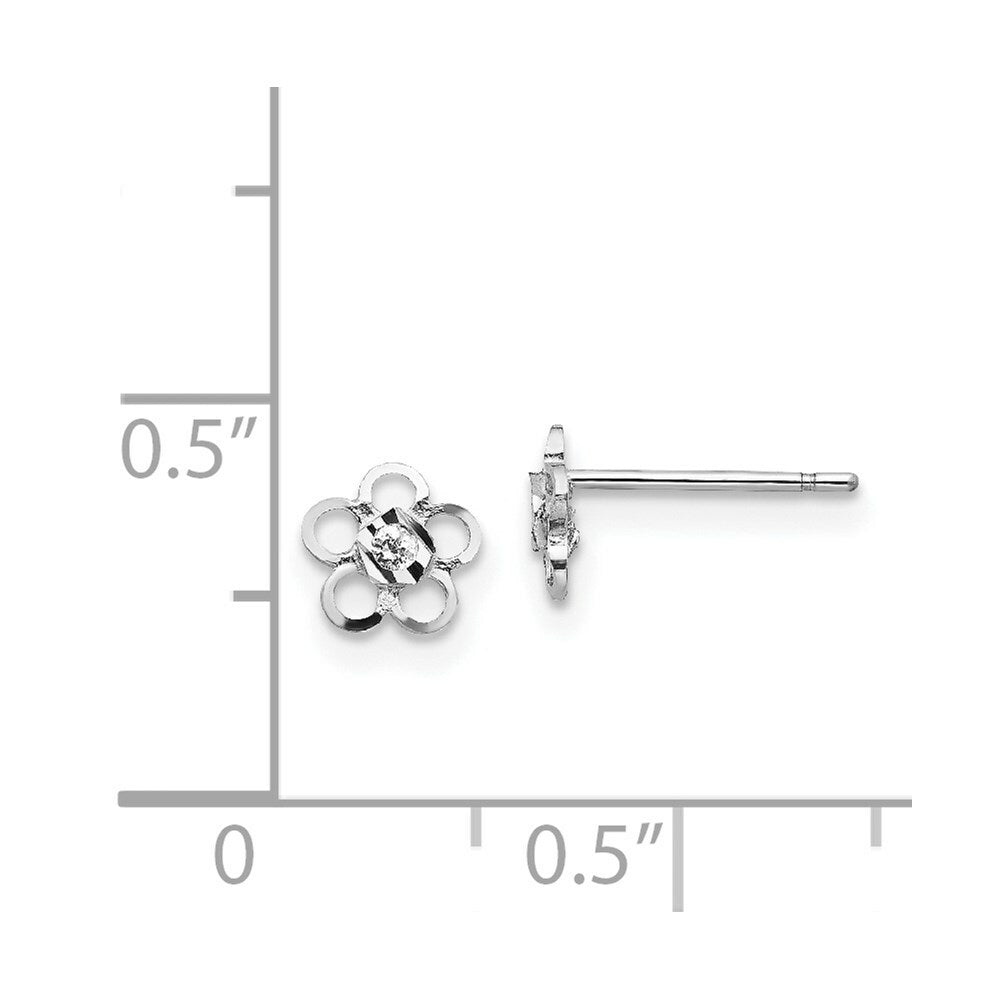 14K White Gold Madi K CZ Flower Post Earrings