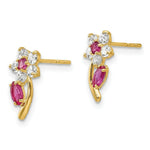 Load image into Gallery viewer, 14K Yellow Gold Madi K Collection ClEarrings&amp; Red CZ Flower Post Earrings

