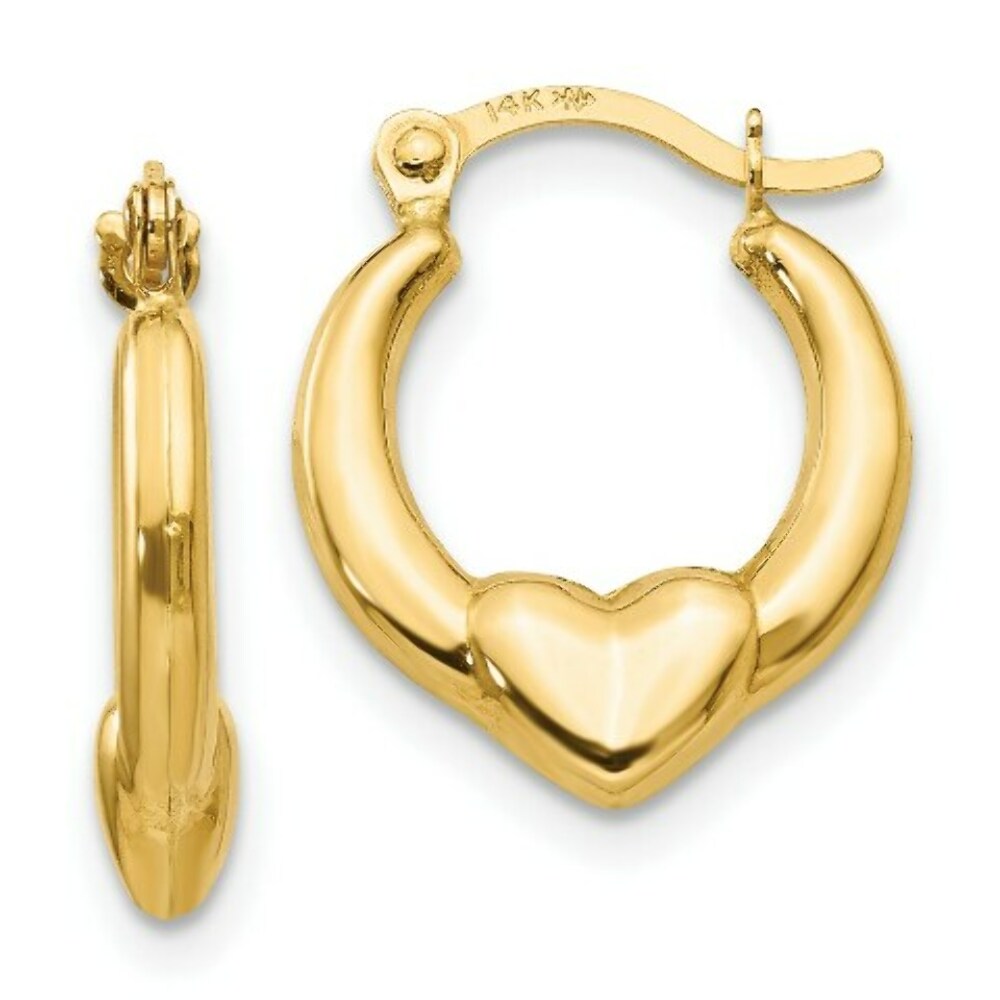 14K Yellow Gold Madi K Collection Hollow Heart Hoop Earrings