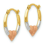 Load image into Gallery viewer, 14K Tri-color Gold Madi K Collection Heart Hoop Earrings
