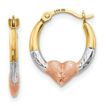 Load image into Gallery viewer, 14K Tri-color Gold Madi K Collection Heart Hoop Earrings
