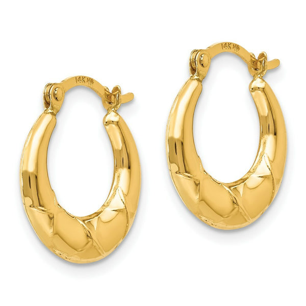 14K Yellow Gold Madi K Collection Hollow X Hoop Earrings