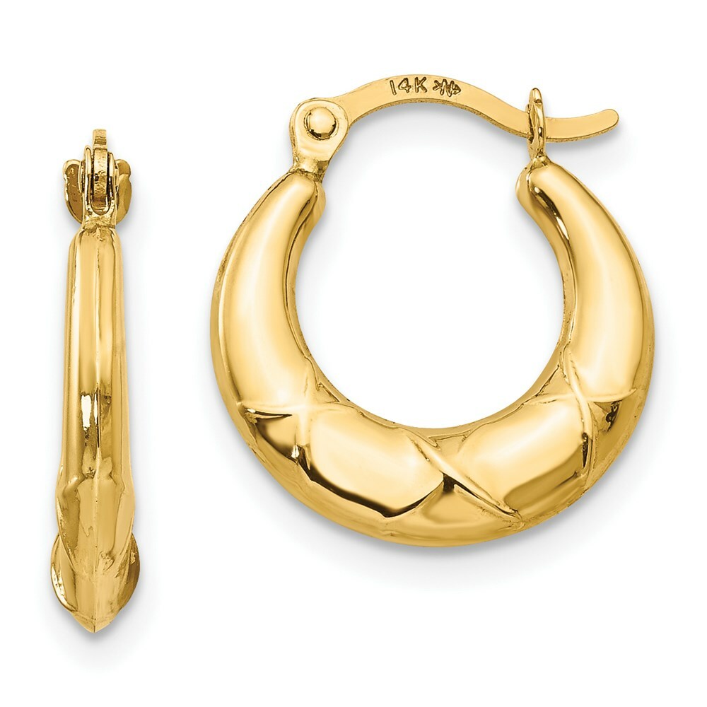 14K Yellow Gold Madi K Collection Hollow X Hoop Earrings