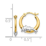 Load image into Gallery viewer, 14K Yellow Gold Madi K Collection w/Rhodium Dolphin Hoop Earrings
