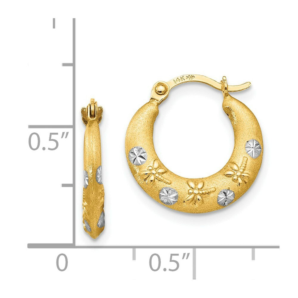14K Yellow Gold Madi K Collection w/Rhodium Hoop Earrings