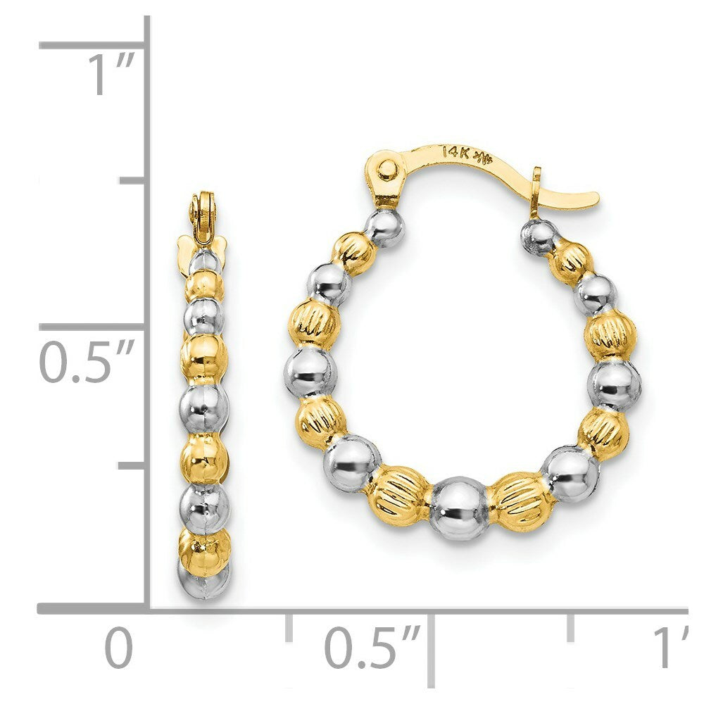 14K Yellow Gold Madi K Collection w/Rhodium Beaded Hoop Earrings