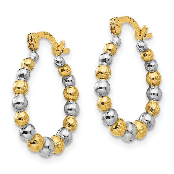 14K Yellow Gold Madi K Collection w/Rhodium Beaded Hoop Earrings