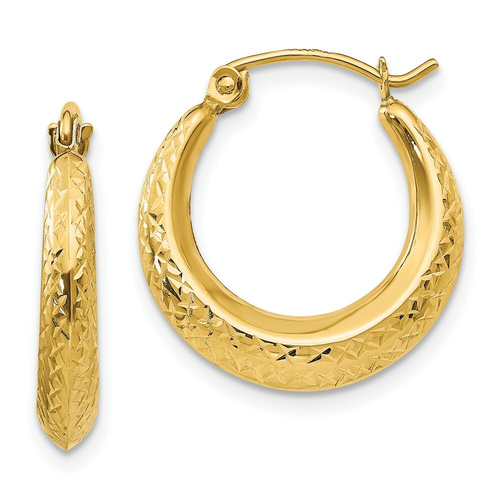 14K Yellow Gold Madi K Textured 18mm Hoop Earrings