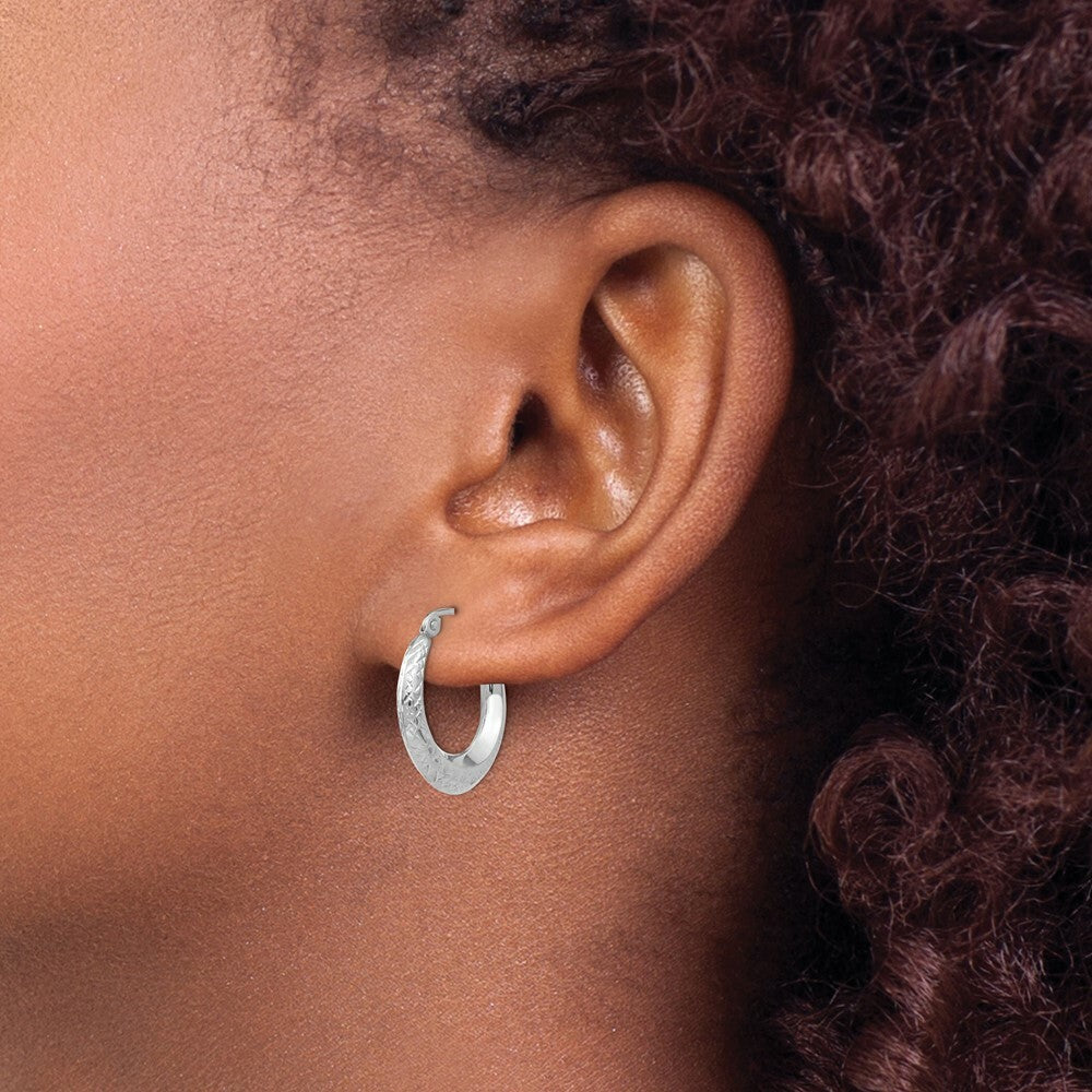 14K White Gold Madi K Textured 18mm Hoop Earrings