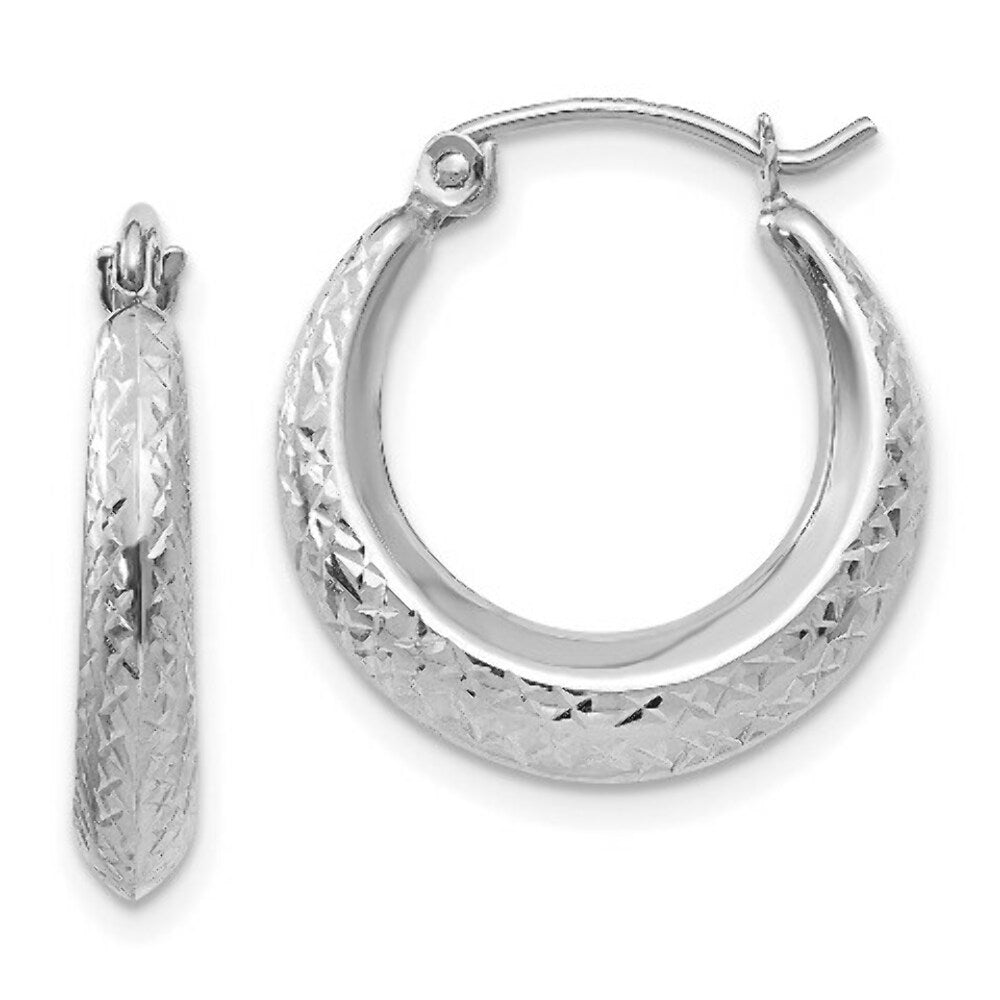 14K White Gold Madi K Textured 18mm Hoop Earrings