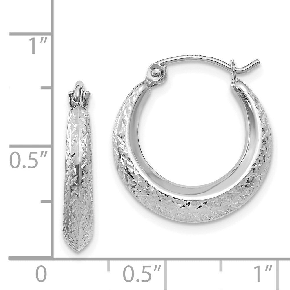 14K White Gold Madi K Textured 18mm Hoop Earrings