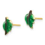 Load image into Gallery viewer, 14K Yellow Gold Madi K Enameled Leaf Post Earrings
