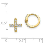 Load image into Gallery viewer, 14K Yellow Gold Madi K Polished CZ Cross Hinged Hoop Earrings
