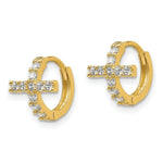 Load image into Gallery viewer, 14K Yellow Gold Madi K Polished CZ Cross Hinged Hoop Earrings
