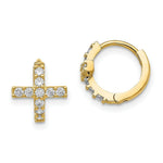 Load image into Gallery viewer, 14K Yellow Gold Madi K Polished CZ Cross Hinged Hoop Earrings
